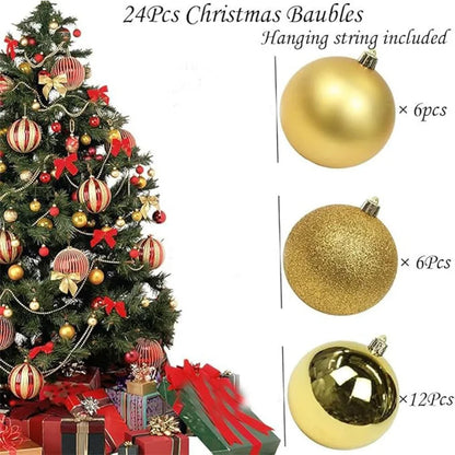 Christmas Ball Ornaments Set 24-36 Pcs – Tree Hanging Decorations
