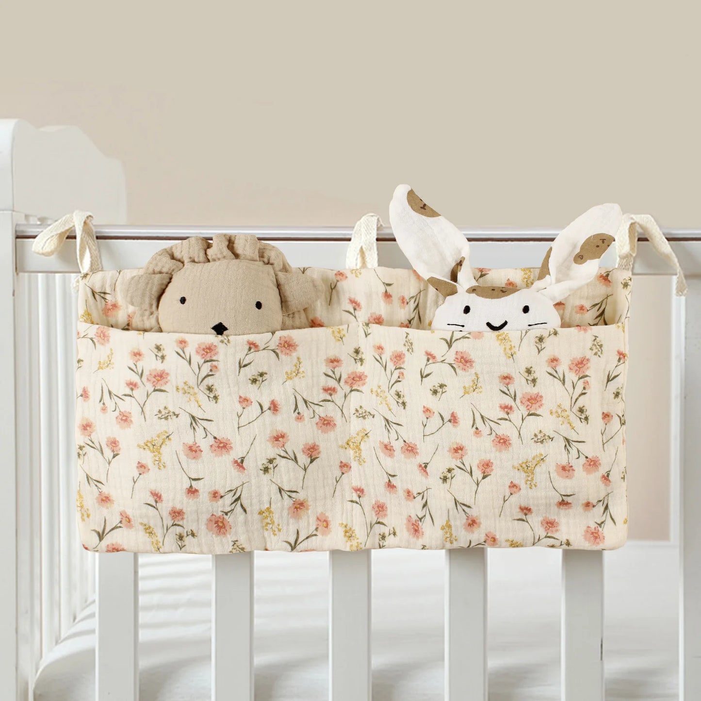 Baby Crib Organizer – Cotton Bedside Storage Bag for Nursery