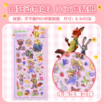 3D Crystal Relief Sticker Sheet – Cute Cartoon Disney Characters