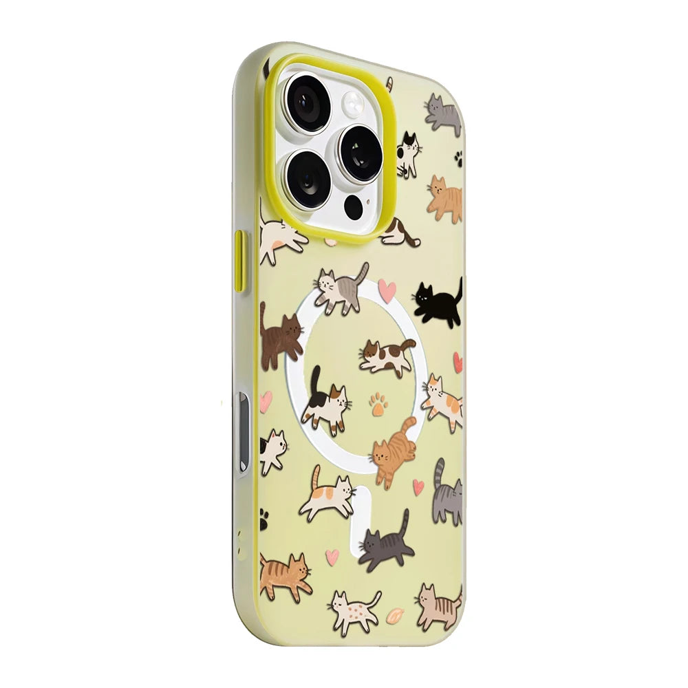 Whimsical Cat Parade Candy Color 2 IN 1 Magsafe iPhone Case