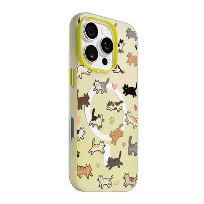 Whimsical Cat Parade Candy Color 2 IN 1 Magsafe iPhone Case