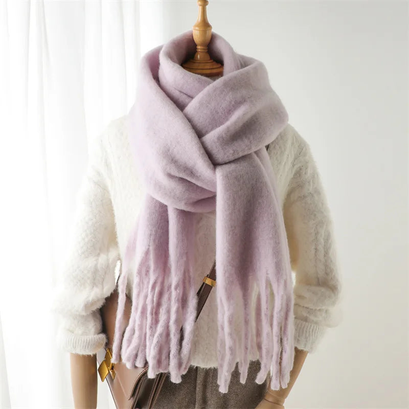 Pashmina Winter Scarf – Women's Thick Warm Shawl with Tassels