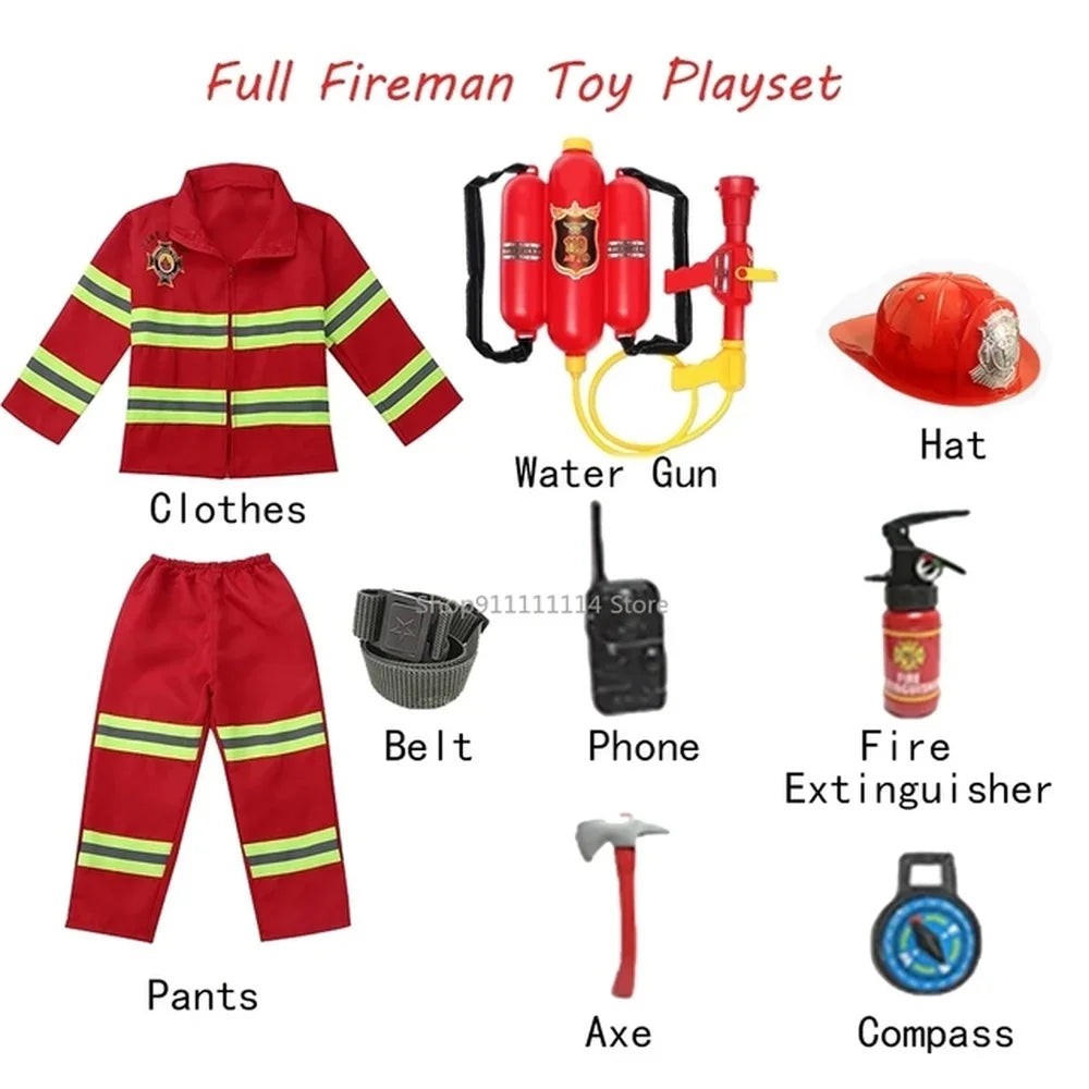 Kids Firefighter Costume Set – Children's Fireman Role Play Uniform with Accessories