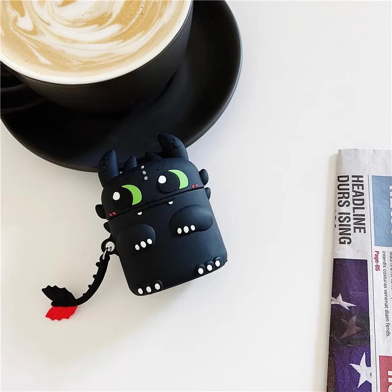 Cute Dragon AirPods Case – Toothless Silicone Cover for AirPods 1/2/3/4 & Pro