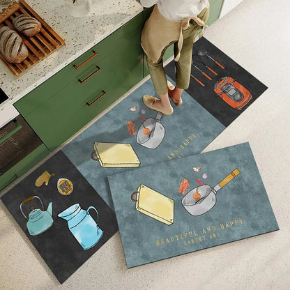 Non-Slip Kitchen Mat Set – Crystal Velvet Absorbent Rugs for Kitchen & Bathroom