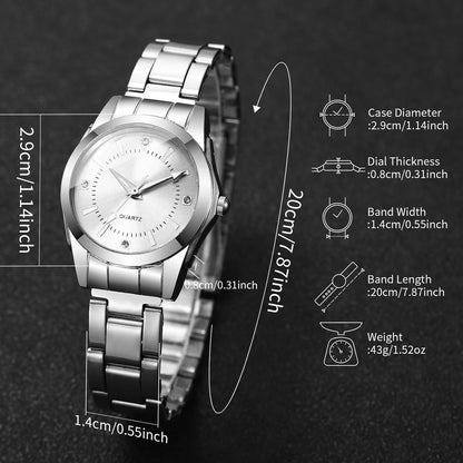 Rhinestone Women's Quartz Watch – Silver Steel Bracelet, No Box