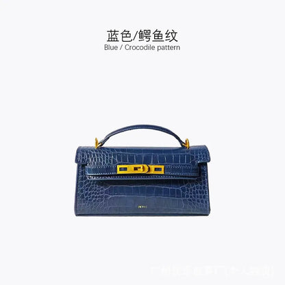 Crocodile Pattern Top Handle Clutch Bag