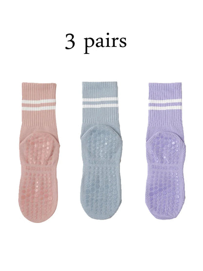 4 Pairs Women's Non Slip Pilates Yoga Grip Socks