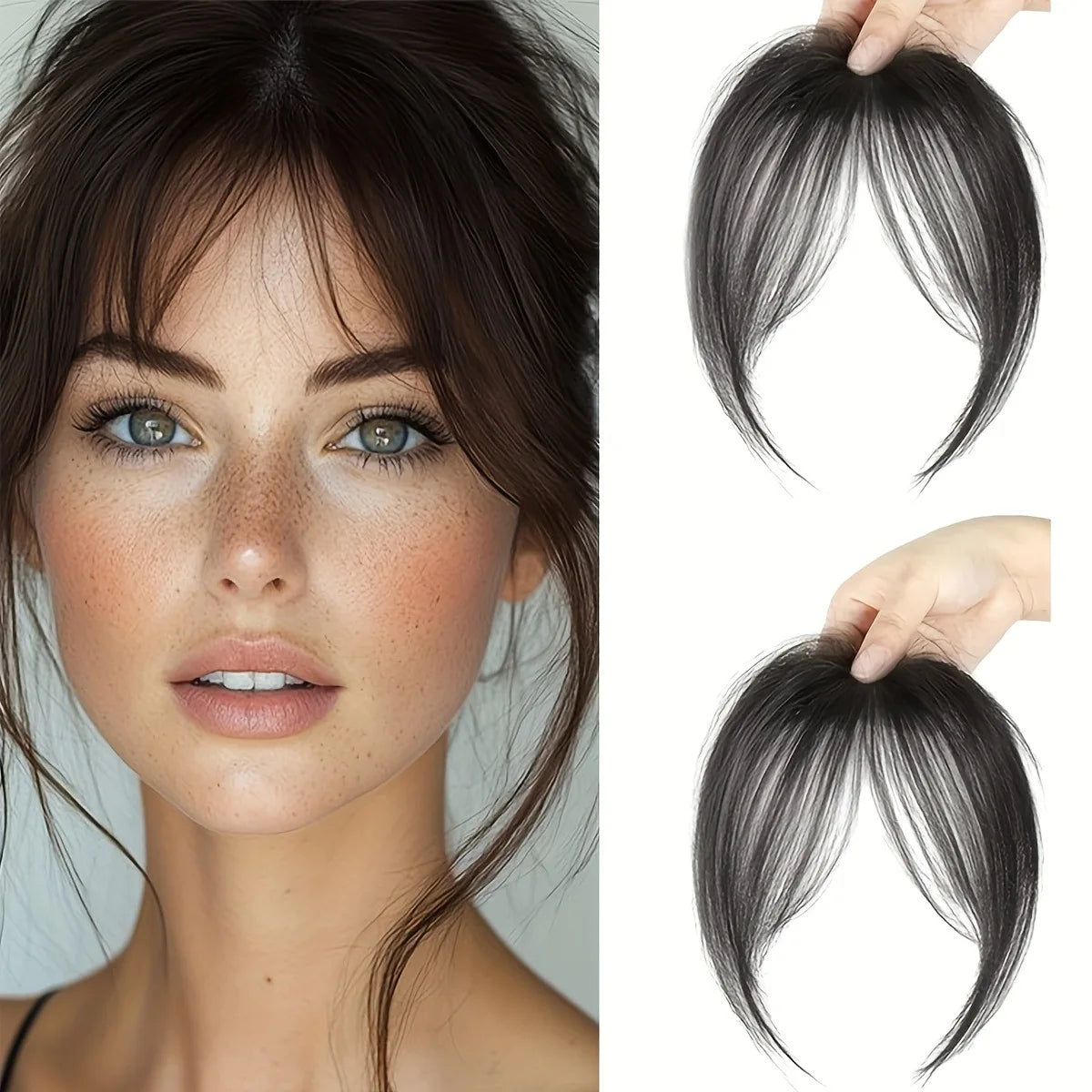 Clip-In Bangs Hair Extension – Natural Seamless Middle Part Fringe
