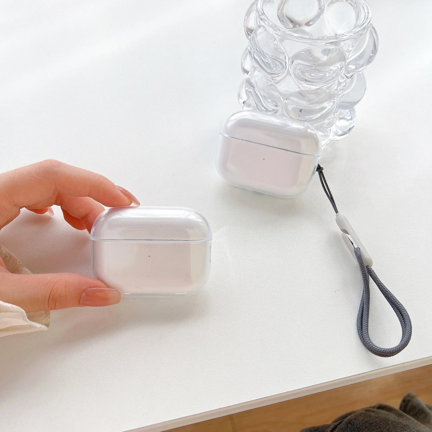 Clear TPU AirPods Case with Lanyard Strap – Shockproof