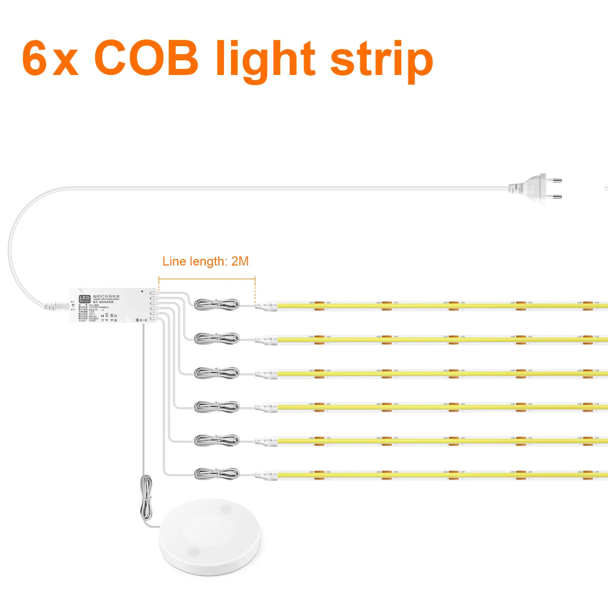 COB LED Cabinet Light Strip – Dimmable Under Cabinet Lighting Kit