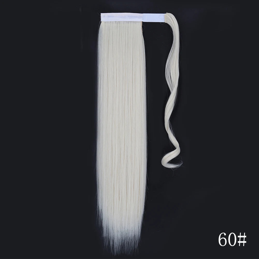 Wrap Around Ponytail Extension Synthetic Straight Hair 22-34 Inch