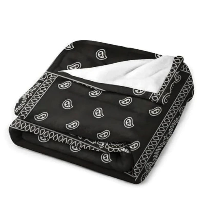 Paisley Bandana Print Throw Blanket Soft Micro Plush