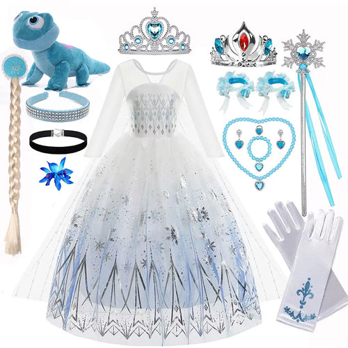 Elsa Princess Costume Set for Girls – Frozen Dress