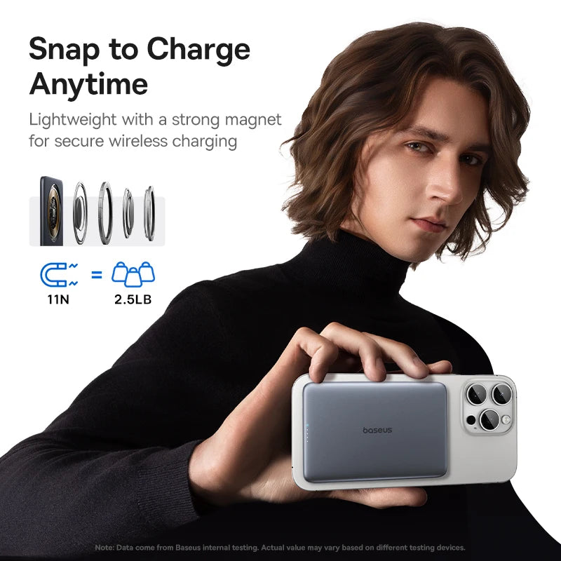 Baseus 5000mAh Slim Magnetic Power Bank – 15W Wireless & 20W Wired Charging