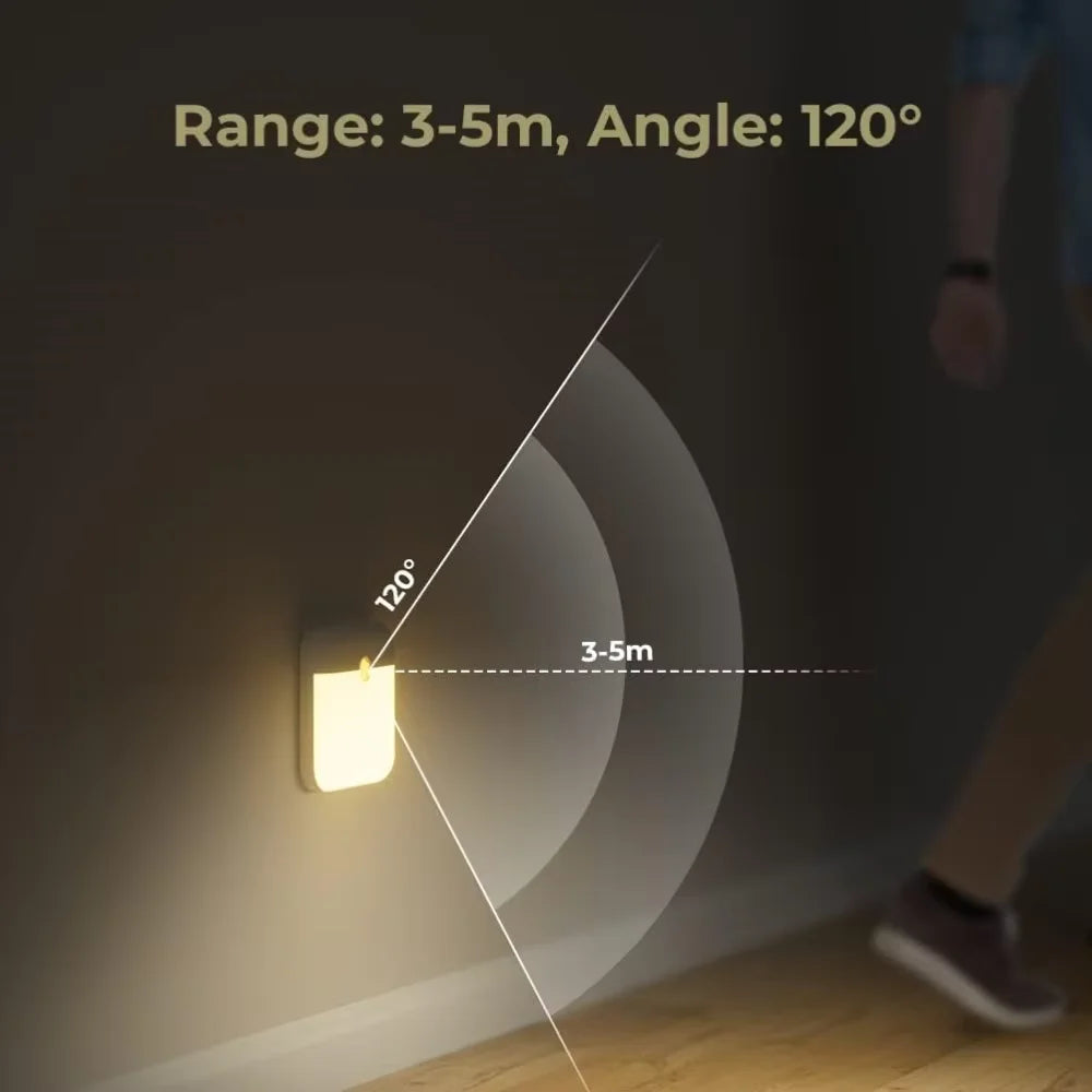 Motion Sensor Night Light USB Rechargeable Square LED Lamp