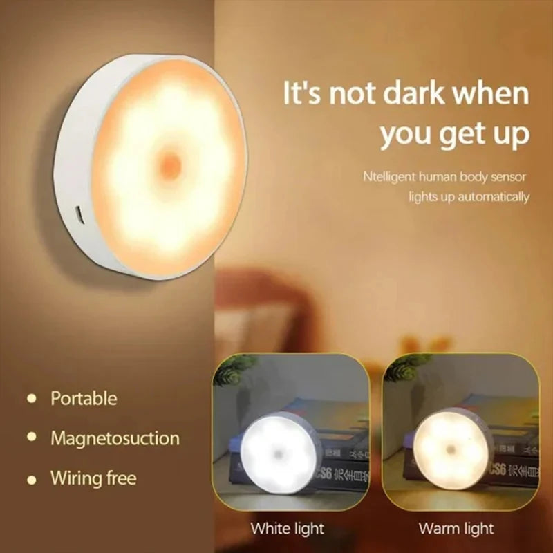Motion Sensor LED Night Light – USB Rechargeable Wireless Lamp