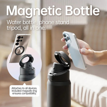 Insulated Water Bottle with Magnetic Phone Holder & Bounce Lid