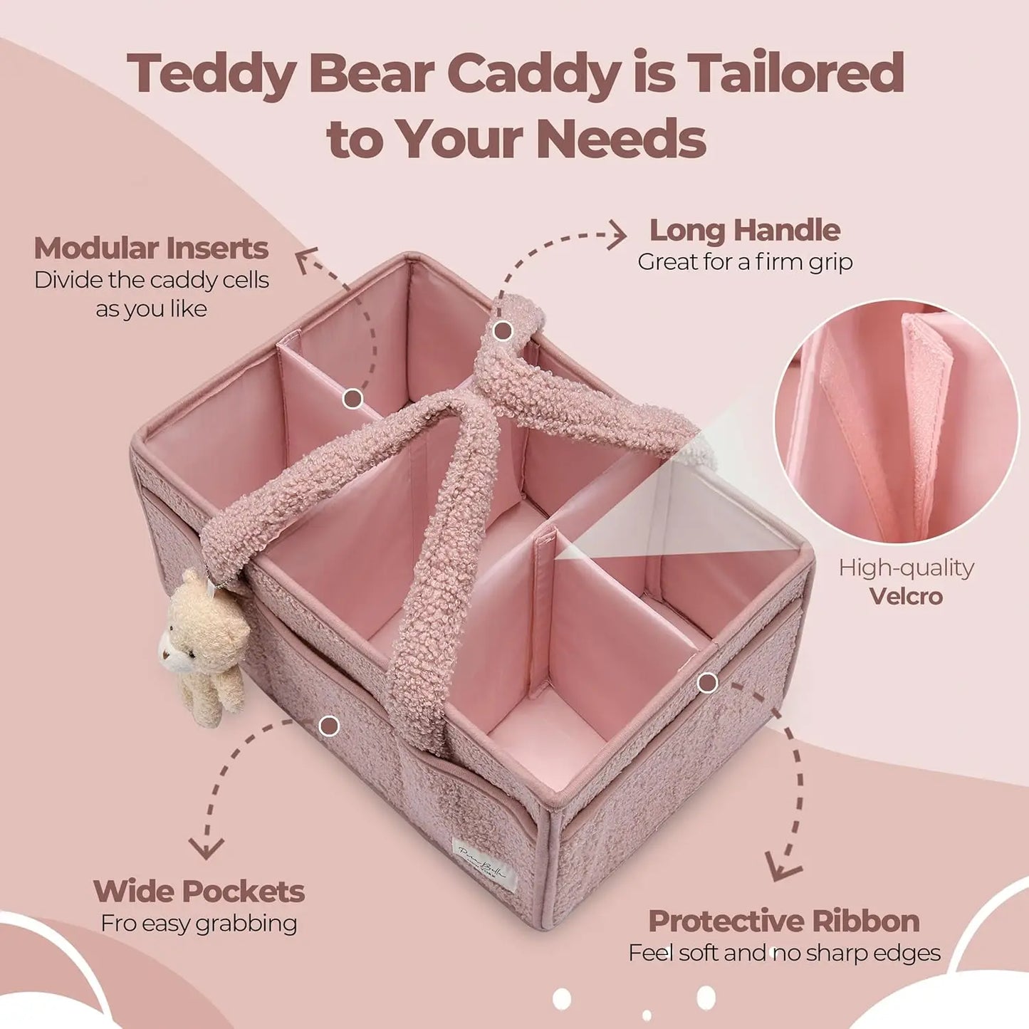 Baby Diaper Caddy Organizer – Plush Teddy Bear Changing Table Caddy