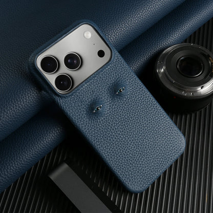 Eyes Lychee Genuine Leather iPhone Case