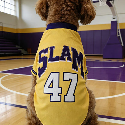 Dog Basketball Jersey SLAM 47 Breathable Mesh Pet T-Shirt