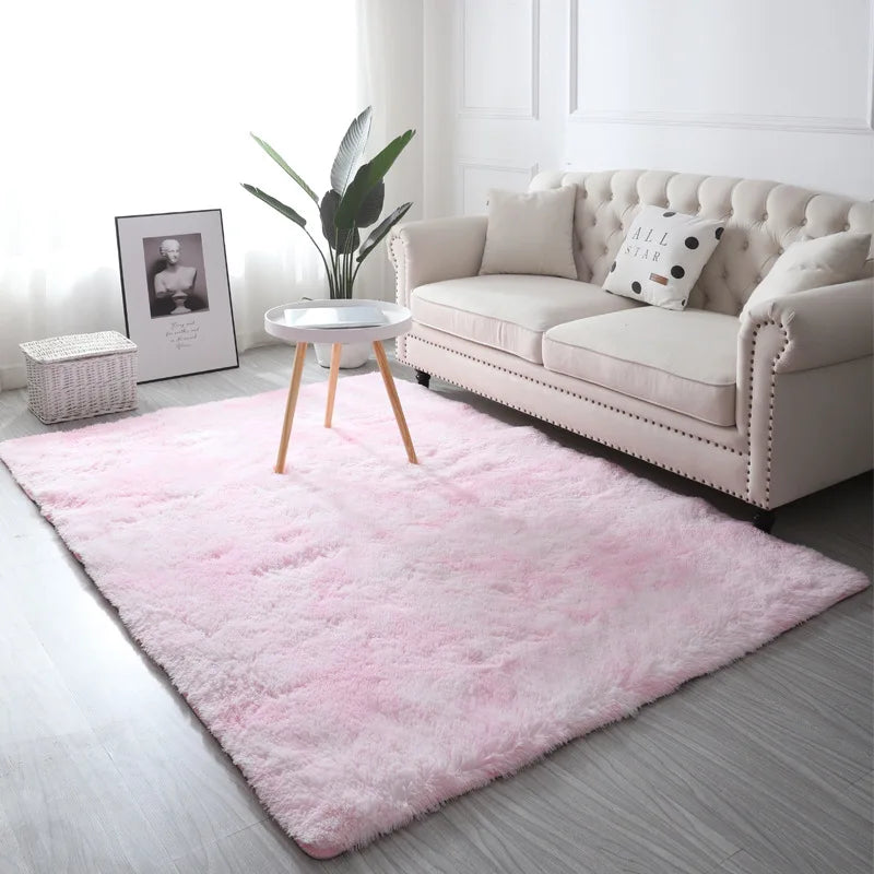 Tie-Dye Fluffy Plush Area Rug – Soft Shaggy Carpet for Living Room & Kids
