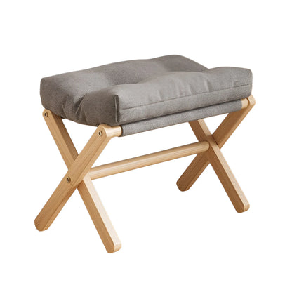 Solid Wood Footstool with Cushion – Padded Ottoman & Shoe Bench