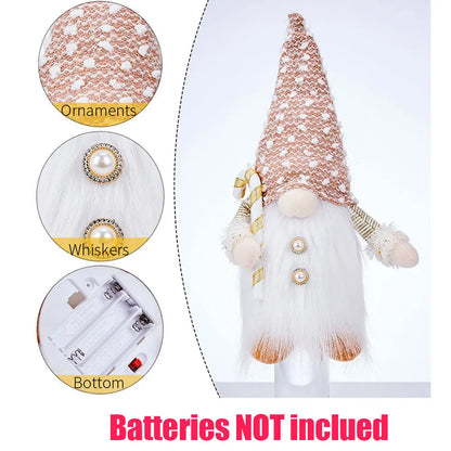 Light-Up Christmas Gnome Figurine – Glowing Sequin Faceless Doll Holiday Decoration