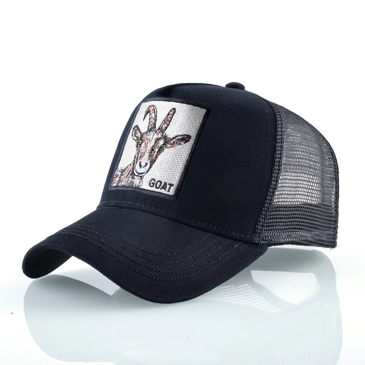 Unisex Embroidered Animal Patch Trucker Snapback Cap