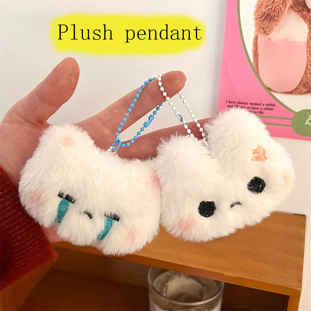 Cute Plush Animal Keychain Pendant – Fluffy Bunny & Bear Bag Charm
