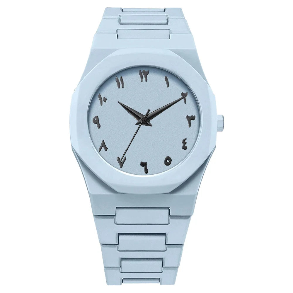 Men's Quartz Watch – Arabic Numeral Dial Steel Band