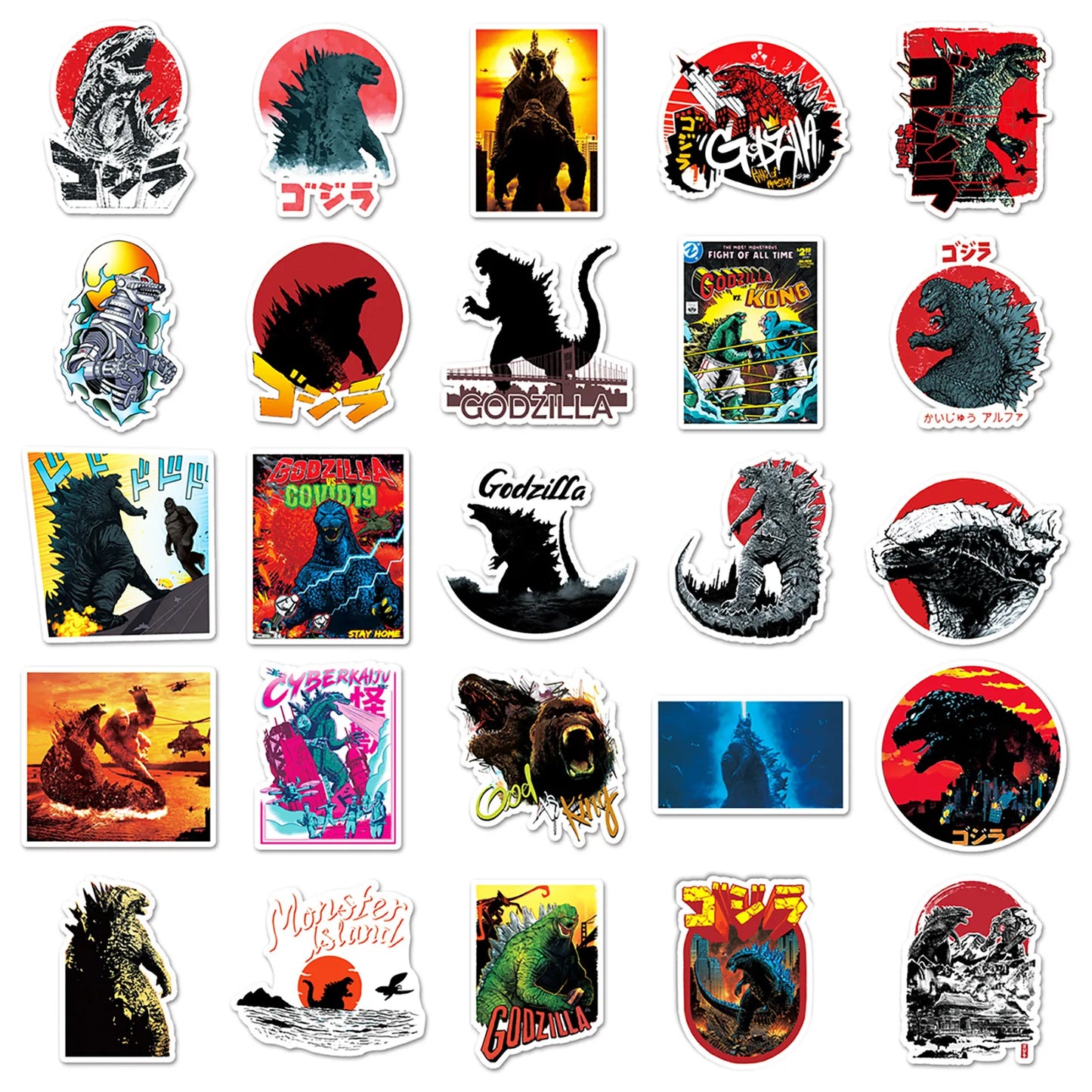 Godzilla Sticker Pack – 50 Unique Waterproof Anime Stickers