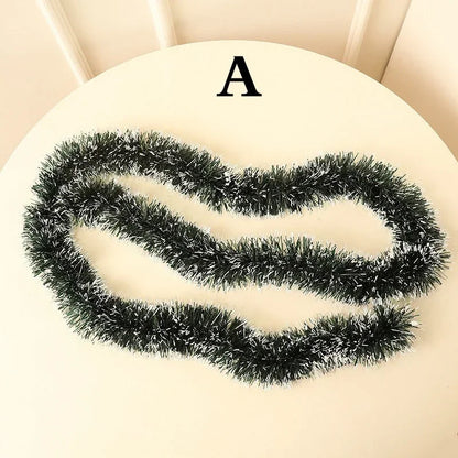 Christmas Tinsel Garland with Bows – 2M Festive Ribbon Decoration