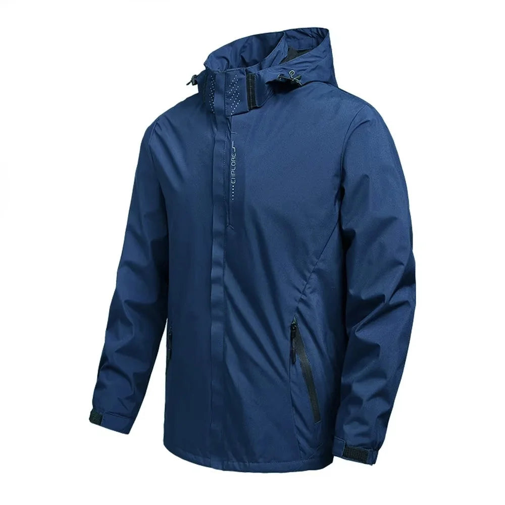 Men's Waterproof Hooded Rain Jacket – Lightweight Outdoor Windproof Raincoat
