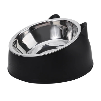 Tilted Stainless Steel Pet Feeding Bowl for Cats & Dogs