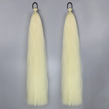 Synthetic Ponytail Extension – Long Straight Wrap-Around Hairpiece (2 Pcs)