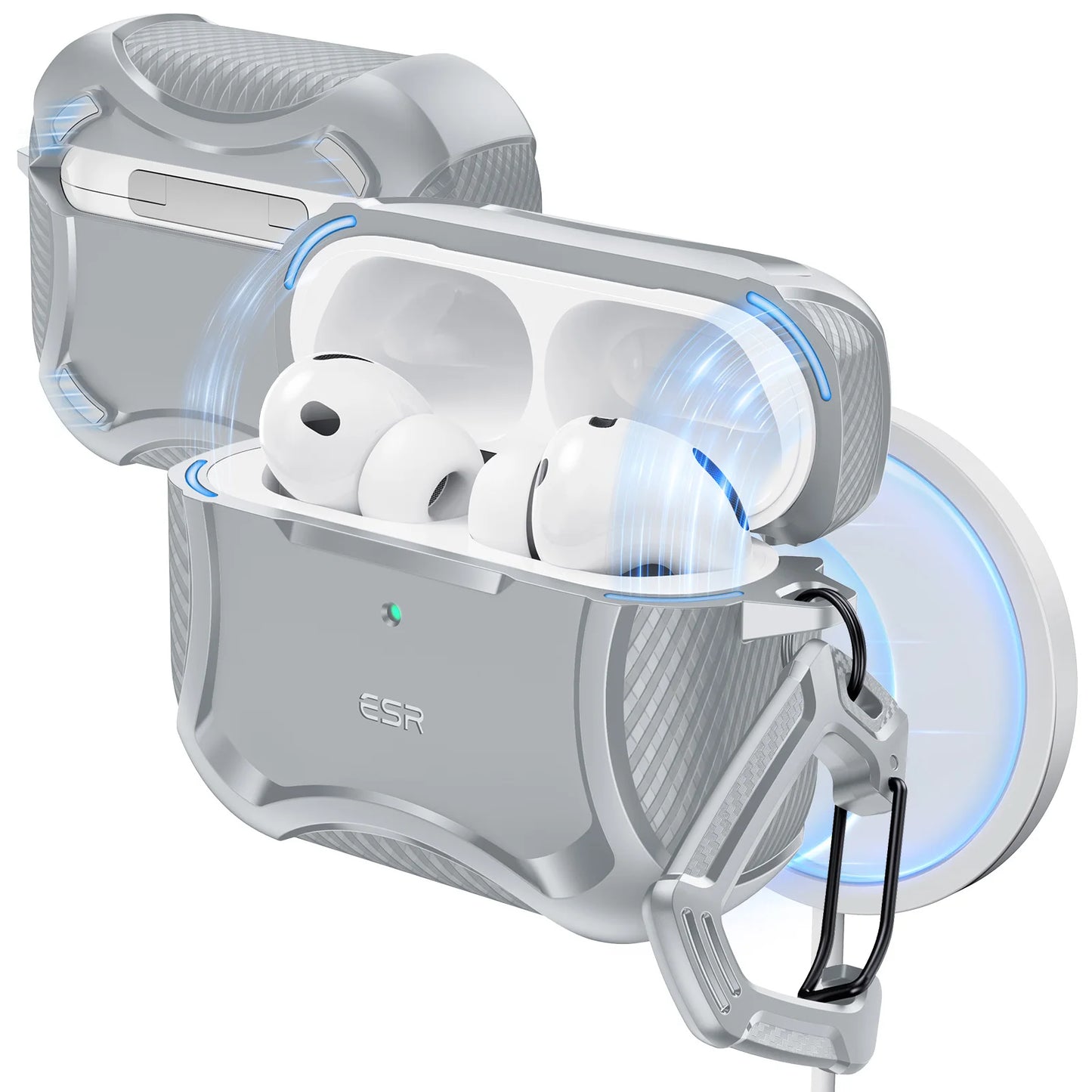 ESR AirPods Pro Case – Heavy-Duty Drop Protection with Carabiner Clip