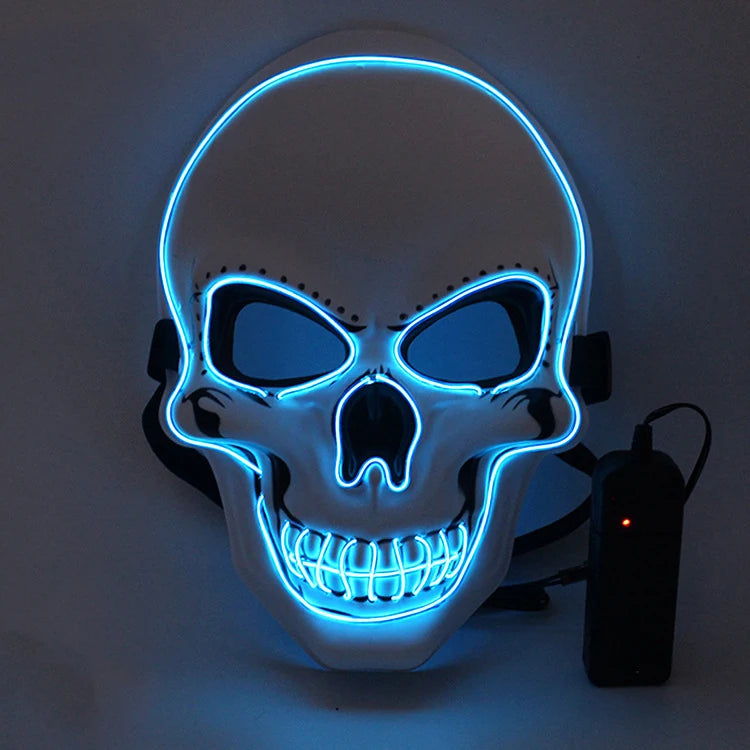 LED Skull Halloween Mask – Glowing Neon Light Cosplay Mask