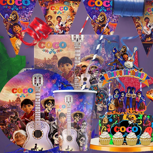 Coco Theme Birthday Party Supplies Tableware & Decorations Set