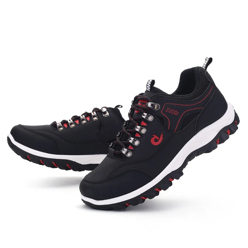 Men's Leather Casual Sneakers – Lightweight Lace-Up Walking Shoes
