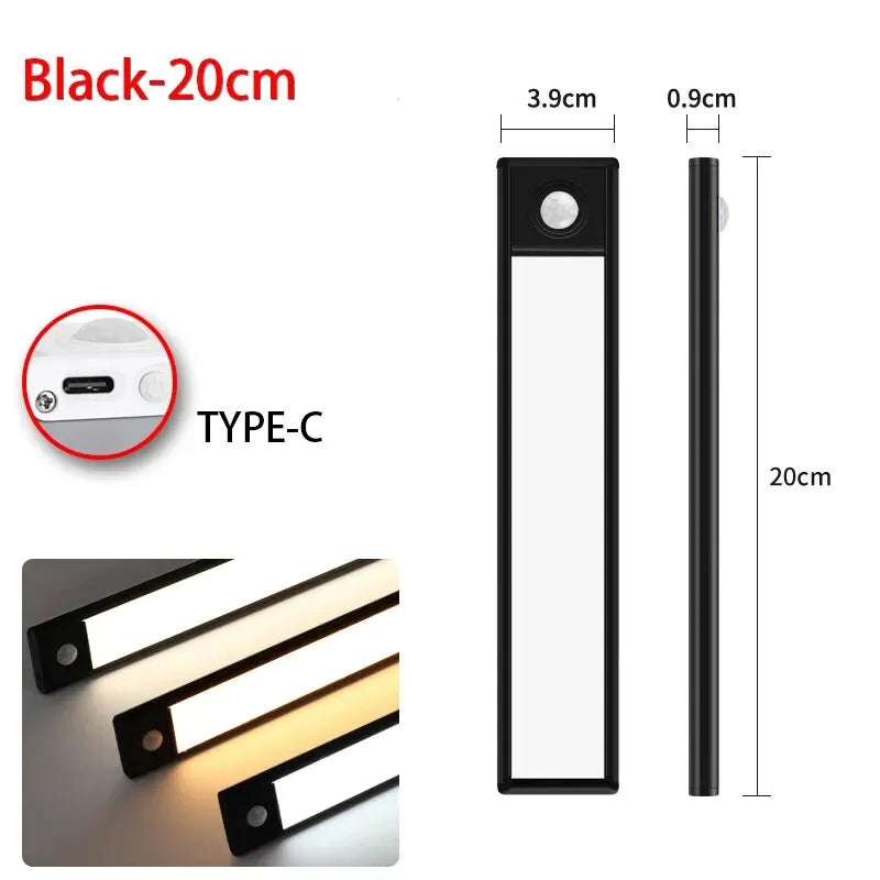LED Motion Sensor Under Cabinet Light Bar – USB-C Rechargeable