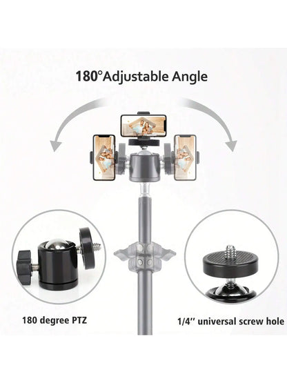 63-Inch Foldable Phone Tripod Stand with Phone Clip & Ball Head