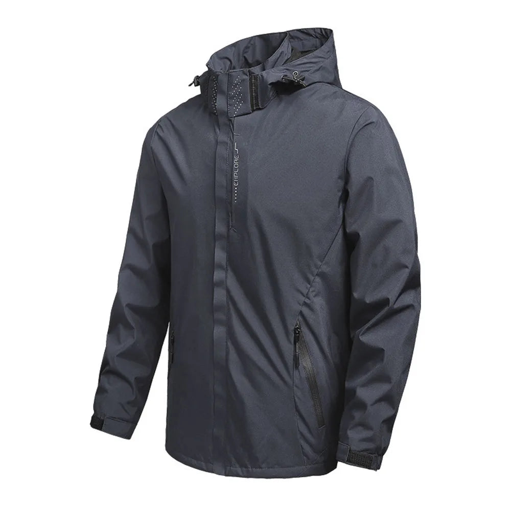 Men's Waterproof Hooded Rain Jacket – Lightweight Outdoor Windproof Raincoat