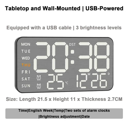 LED Digital Alarm Clock with Temperature Display & Remote Control