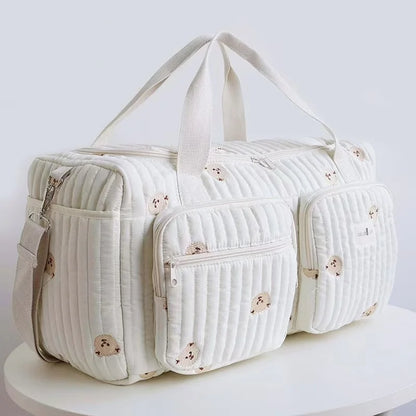 Large Capacity Diaper Bag – Quilted Cotton Mommy Tote
