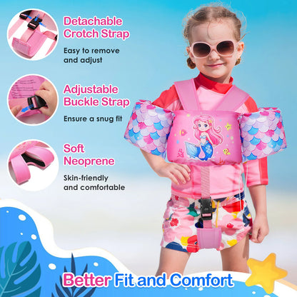 Kids Swim Vest Toddler Floatie Jacket with Arm Bands & Adjustable Straps
