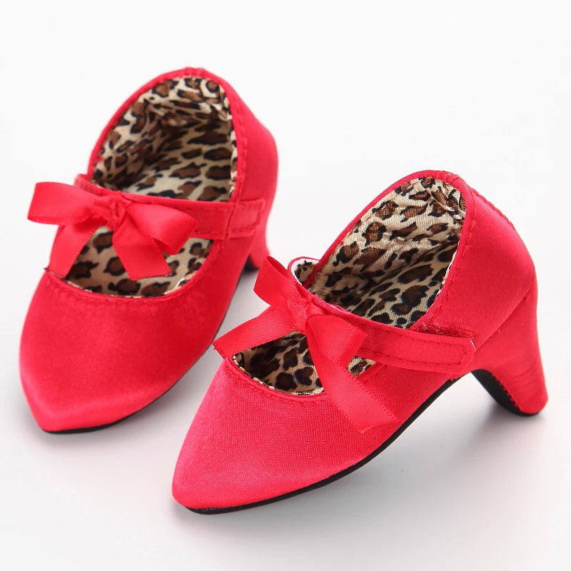 Baby Girl Heel Shoes – Princess Bow Crib Shoes for Newborns 0-12M