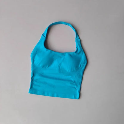 Women's Halter Neck High Support Sports Bra – Backless Yoga Top