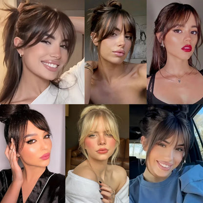 Clip-In Bangs Hair Extension – Natural Seamless Middle Part Fringe