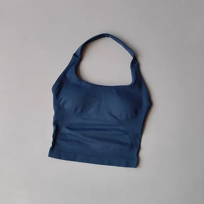 Women's Halter Neck High Support Sports Bra – Backless Yoga Top